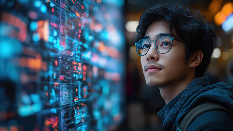 Umfassende Qualitätssicherung und Softwaretests Ein IT-Spezialist führt automatisierte Softwaretests und Qualitätskontrollen am Desktop-PC durch.